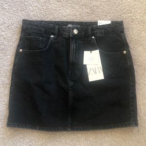 🔹3/$15 NWT Zara black denim high rise mini skirt